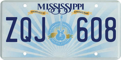 MS license plate ZQJ608
