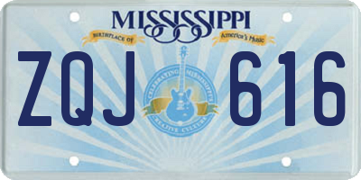 MS license plate ZQJ616