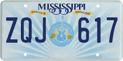 MS license plate ZQJ617