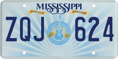 MS license plate ZQJ624