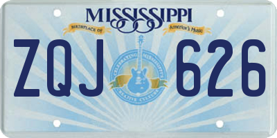 MS license plate ZQJ626