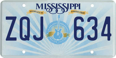 MS license plate ZQJ634