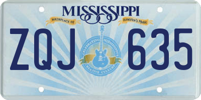 MS license plate ZQJ635