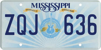 MS license plate ZQJ636