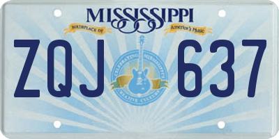 MS license plate ZQJ637