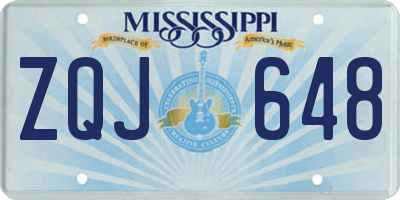 MS license plate ZQJ648