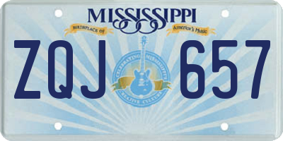 MS license plate ZQJ657