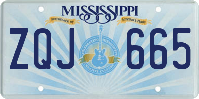 MS license plate ZQJ665
