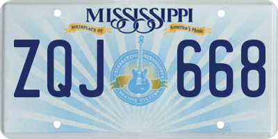 MS license plate ZQJ668