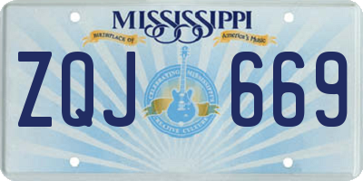 MS license plate ZQJ669