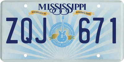 MS license plate ZQJ671