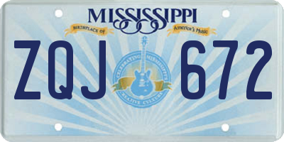 MS license plate ZQJ672