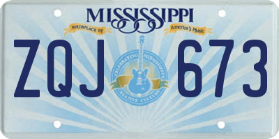 MS license plate ZQJ673