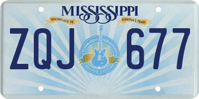 MS license plate ZQJ677