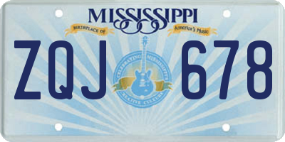 MS license plate ZQJ678