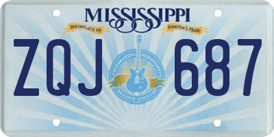 MS license plate ZQJ687