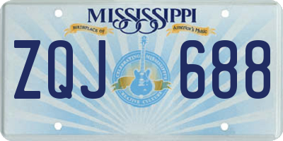 MS license plate ZQJ688