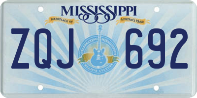MS license plate ZQJ692
