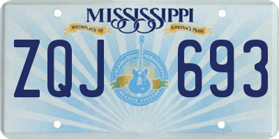 MS license plate ZQJ693