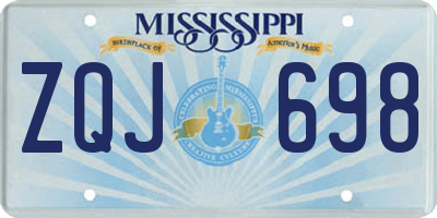 MS license plate ZQJ698