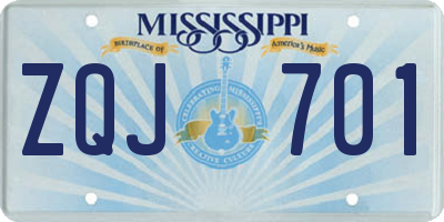 MS license plate ZQJ701