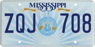 MS license plate ZQJ708