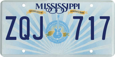MS license plate ZQJ717