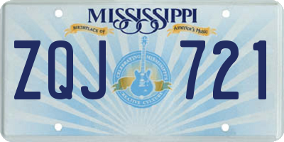 MS license plate ZQJ721