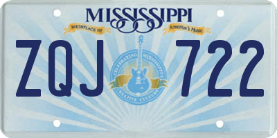 MS license plate ZQJ722