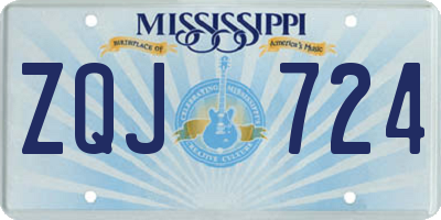 MS license plate ZQJ724
