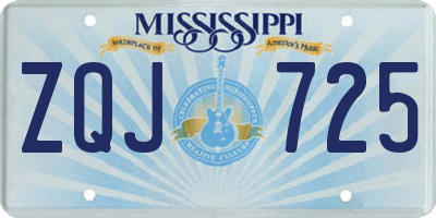 MS license plate ZQJ725