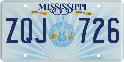 MS license plate ZQJ726