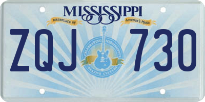 MS license plate ZQJ730