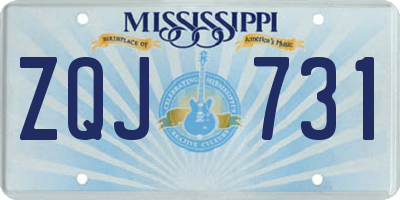 MS license plate ZQJ731