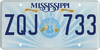 MS license plate ZQJ733