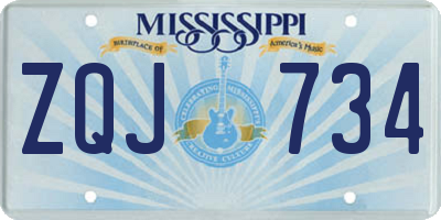 MS license plate ZQJ734