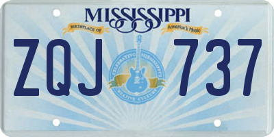 MS license plate ZQJ737