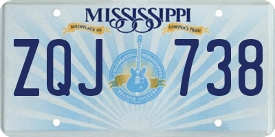 MS license plate ZQJ738