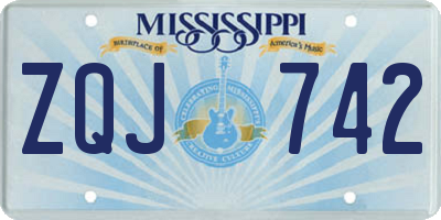 MS license plate ZQJ742
