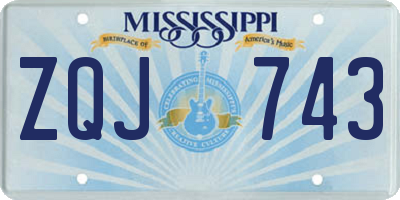 MS license plate ZQJ743