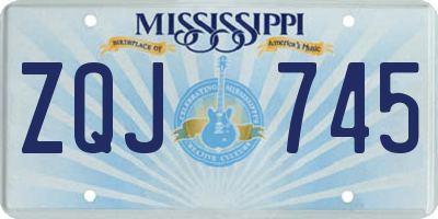 MS license plate ZQJ745