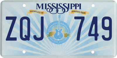 MS license plate ZQJ749