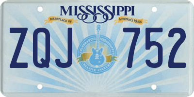 MS license plate ZQJ752