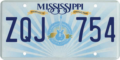 MS license plate ZQJ754