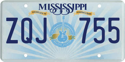MS license plate ZQJ755