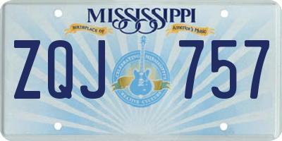 MS license plate ZQJ757
