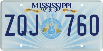 MS license plate ZQJ760