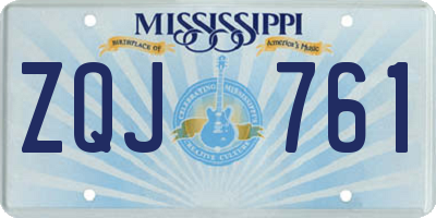MS license plate ZQJ761