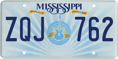 MS license plate ZQJ762