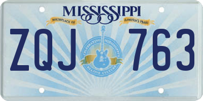 MS license plate ZQJ763